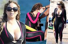 mariah carey nipple her slip nip bikini accidentally celebrity today suffers wetsuit packer james