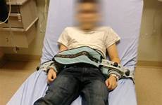 boy hospital restraints school restrained old year first day sedated ends local ward his