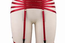 belt red bondage garter garters stockings adjust thigh suspender lingerie stocking high harness body suspenders elastic strap aliexpress goth waist