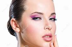 face naked pink touching bright girl make fashion portrait beauty preview