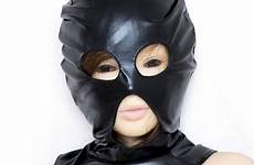 bdsm hood leather latex eyes fetish mouth mask open bondage head sexy women erotic sex pu breathable headpiece toy female