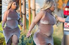 chyna blac pregnant bursting dress model velvet baby bump she risks suite birth will mirror birthing luxury give skintight growing