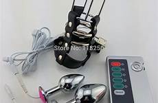 electro plug chastity anal cage butt shock electric stimulation leather metal dual sex device steel type choose toys medical aliexpress