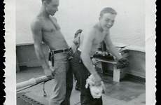 men gay shirtless war navy world vintage ship 1940s two retro queer snapshot boy soldiers nude military bulge around boys