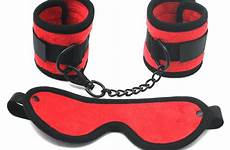 blindfold bondage handcuffs sex restraints solf accessory velvet underbed bedroom super game red