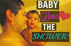 shower daddy showering loves baby