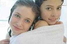 preteen girls two sharing shower towel stock model dissolve folder save purenudism d984 royalty