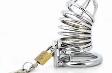 lock cock penis ring cage sleeve steel male chastity lockable device stainless belt men sex toys cockring