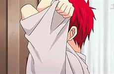 gif anime off clothes shirtless akashi gifs ripped take strip tenor