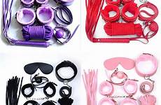 sex toys blindfold bondage handcuffs clamps whip pu 7pcs tying nipple adults erotic leather set