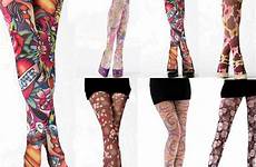 tights tattoo patterned printed ladies floral medium print