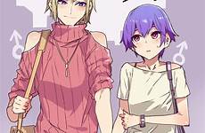 crossdressing bois traps 2boys androgynous difference character eyes cutetraps safebooru shirt