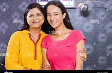 young indian mother daughter caring teenage stock alamy huging her