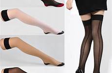 thigh high stockings ladies seamed knee over stylist heal 1pair womens female fashion elastic sexy