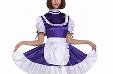 sissy maid dress cosplay crossdress lockable costume frilly purple girl outfit maids costumes choose board
