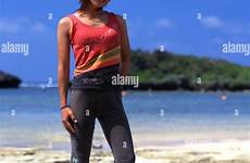 beach japanese girl beautiful island iriomote stands alamy