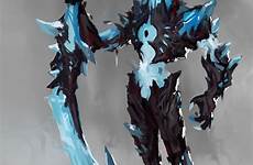 ice fantasy monster concept crystal character creature elemental golem monsters warrior creatures guy dark soldier characters winter beasts artstation criaturas