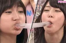 japan akbingo girls throat blow down show two tube tv blowing express life