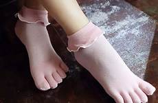 socks fingers five sock women short toes solid cotton lovely lace summer color pair girls mouse zoom over