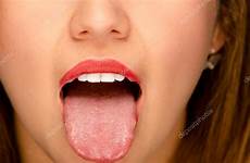 mouth open tongue closeup young stock sticking womans depositphotos