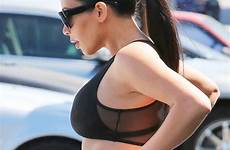 kardashian kim booty cleavage khloe butt skintight insane aside flaunts outfit step another original shesfreaky