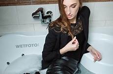 wetlook clothed fully pantyhose girl wet bath leather wetfoto boots skirt bodysuit sexy forum milk tights jacket takes update clothes
