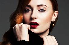 turner sophie wallpaper eyes red redhead blue earring lipstick actress wallhere