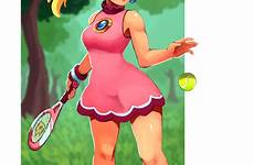 peach princess mario tennis super bros aces anime cosplay cause hyped getting ball board racket zerochan fan ace skirt characters