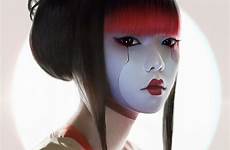 geisha flexdreams gueixa maquiagem cyberpunk eyebrows nihon rosto coffeenuts trucco corporal rostro eyeliner boudhabar istratov stanislav japonesas
