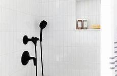 tiles white shower vertical bathroom stacked combo iridescent matte kit subway