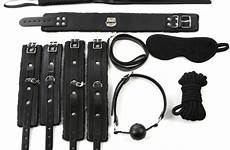 slave leather 7pcs handcuff restraints