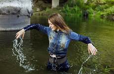 wet jeans wetlook girl clothed fully river wetfoto tight