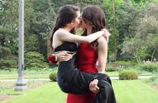 kissing lesbian girl love girls sexy lesbians prom girlfriend couple pose cute bed couples twitter saved