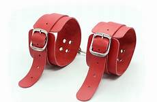sex cuffs ankle bondage faux restraints slave handcuffs roleplay erotic soft toys leather red