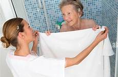 woman shower mature alamy elderly wash stock person