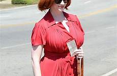 christina hendricks dress red her curves redhead actress summery scarlet highlights lady famous express redheaded wenn womanly known figure