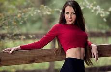 wallpaper woman brunette girl model midriff leah bare red women top long hair nature photography serres wallpapers crop outdoors hd