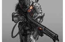 soldier futuristic spetsnaz wasteland soldiers singularity cyberpunk drawing infantry vinod rams