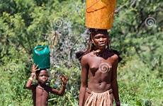 himba young woman bucket namibia carries people stock dreamstime editorial