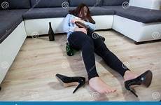 drunk floor woman wine laying bottles alcoholism huge concept party some after preview glass