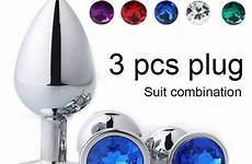 anal plug piece colorful crystal diamond round jewelry metal set back aliexpress