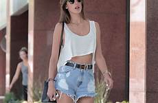 alessandra ambrosio legs shorts blue her planet stomach flashing visits august high waisted style celebrities summer denim wikifeet brentwood leaves