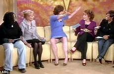 weaver sigourney tv show flash underwear her slip she flashes knickers audience daytime chat sharon talk stone legs girls shows