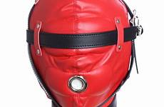hood leather red games adult headgear slave harness restraints bdsm bondage mask fetish toys sex