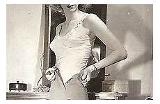 nude vintage skinny brunette 50s semi sepia rp mirror skirt takes off
