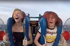 slingshot ride girl she passing shows hilarious warned faint friend their two declares died think just they make way