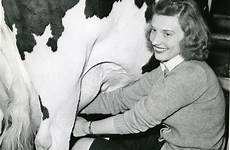 milking cow woman 1943 circa dairy msu title cedar back