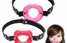sex toys fetish rubber women bondage toy leather restraints gag lips bdsm mouth erotic ring open larger
