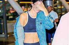jenner kendall jfk cameltoe arriving sports shy york sportswear kris lax flashes shaded landed looked