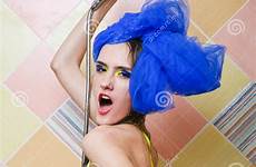 shower girl taking beautiful attractive happy